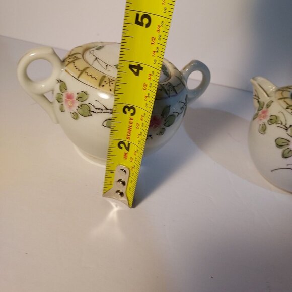 Hand Painted Japanese Porcelain Sugar Bowl & Matching Creamer Set Vintage - Picture 11 of 11